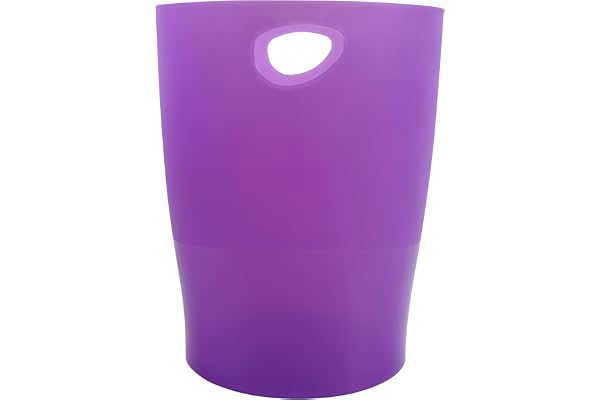 Exacompta - Réf. 45319D - 1 corbeille à papier, poubelle ECOBIN avec poignées - Volume 15 litres, pour le bureau comme en Home office - Dimensions 26,3 x 26,3 x 33,5 cm - translucide violet