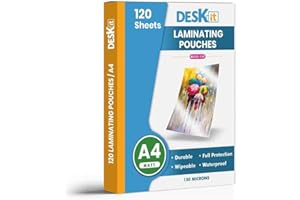 Deskit A4 Laminating Pouches, Matt, 120 Sheets, 150 Microns- Clear and Durable Presentations with a Modern Finish