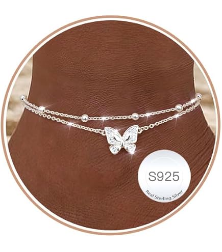 SHEGRACE Bracelet de Cheville en Pur Argent 925 Sterling, Chaine Orne de 6 Petites Boules Dont 2