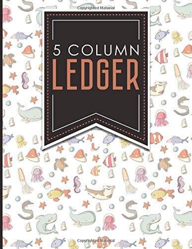 5 Column Ledger: Accountant Notebook, Accounting Pad, Ledger Journal Book, Cute Sea Creature Cover, 8.5" x 11", 100 pages: Volume 65 (5 Column Ledgers)
