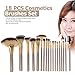 Abody Professional Cosmetics Makeup Brush Set Tools Cosmetic Makeup Brush Kit with Roll up PU Leather Bag, Wooden Handle (18pcs Golden)