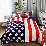 DOTBUY Housse de Couette Literie 220 x 240 cm, 4PC Taie d'oreiller Ensemble de literie Chambre à Coucher Canapé-lit (Drapeau américain)