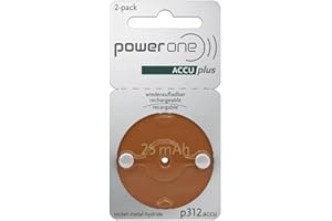 POWERONE ACCUPLUS 312 PowerOne Accu Plus p312 Pack de 2 piles rechargeables pour appareil auditif