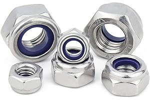 PERCTWARE M2 304 Stainless Steel Nyloc Lock Nut,2mm Self Nylock Locking Nuts with Nylon Inserts (Pack of 20)