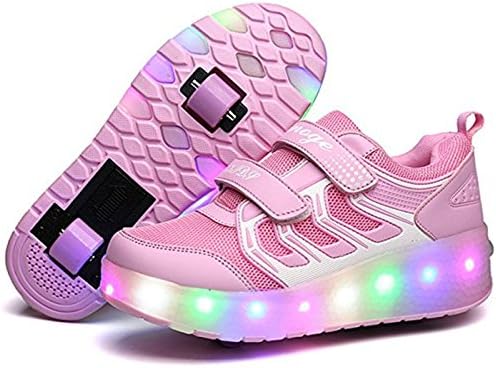 Skateboard Shoes Kids Shoes With 2 wheels Light Roller Skates Shoes wheels Shoes Rollers Shoes Sport Shoes Sneakers Running Trainers With wheels For Boys Girls Pink 30