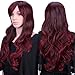 S-noilite® Women's Long Full Head Wigs Natural Curly Wavy Hair Ombre Brown Rose Mix Dark Roots Synthetic Wigs Heat Resistant Fiber 28 Inches