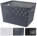Produktbild hibuy 2 Stück Aufbewahrungskiste Dekobox Körbchen in Rattan-Optik aus Kunststoff (PP), 35x29x22cm, Din A4, für Zeitschriften, etc, grau