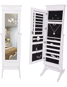 DXP Schmuckschrank Spiegelschrank Standspiegel 149 x 42 x 47 cm Schmuckkasten Spiegel Weiß Elegant Design JCYJ14
