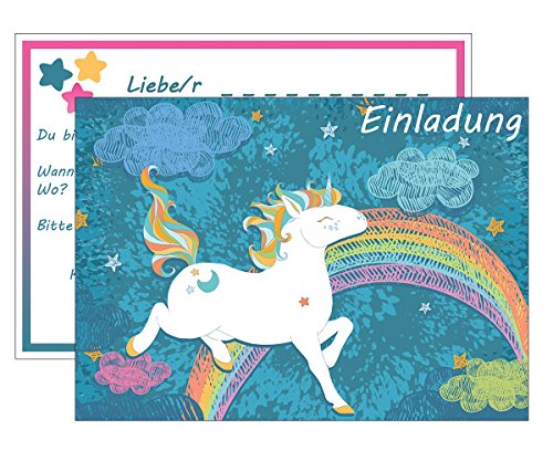 15 Einladungskarten Kindergeburtstag: Einhorn / unicorn Geburtstagseinladungen Einladungen Geburtstag Kinder Mädchen