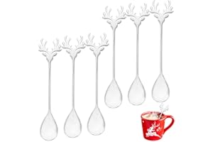 6 Pezzi Cucchiaini da Caffè di Natale, FUKPO Cucchiaio di Natale in Acciaio Inossidabile, Cucchiaio da Caffè Elk Dessert Dolce Tè Gelato di Natalizi Creativo Set Cucchiai Acciaio Inox Piccoli Argento