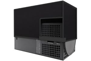 HESUPY Housse de protection contre la poussière et les rayures pour console Xbox Series X, en tissu Oxford, imperméable, anti-poussière et anti-rayures, accès facile au port du câble (noir horizontal)