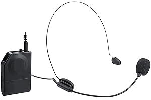 Trevi EM 408 UHF Set di Microfoni Wireless UHF con Archetto e Clip, Ricevitore Universale Jack 6.3mm, Ideale per Presentazioni, Karaoke e Insegnamento, Funzionamento Fino a 20 Metri