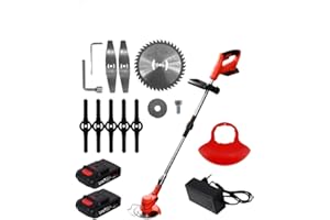 VIEMYLU Tagliabordi Decespugliatore a 2 Batteria da 24v 3 Lame Diverse, manico telescopico regolabile Adatto Per Giardini, Prati, Arbusti inclinazione 90 gradi regolabile