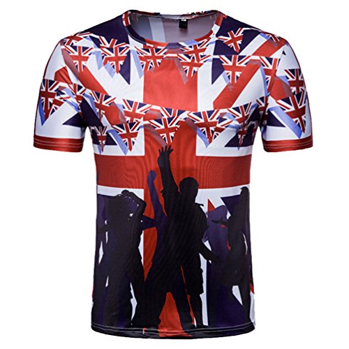 YuanDian 2018 Fußball WM Herren Damen Fans T Shirts 3D Nationalflagge Druck Kurzarm Rundhalsausschnitt Deutschland Fussball Tee Shirt England 1# XL