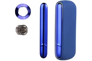 BeisDirect Custodia protettiva in silicone per IQOS ILUMA manicotto protettivo + coperchio laterale + colore sostituzione tappi colorati anello decorazione laterale (Blu + Cappellino blu)