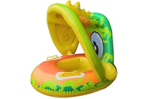 ZANWISE Flotadores Inflables para Bebés con Toldo y Asiento Seguro - Diseño Divertido de Unicornio y Dinosaurio, Bote Inflable para Niños con Sombra y Volante - Ideal Piscinas y Playa