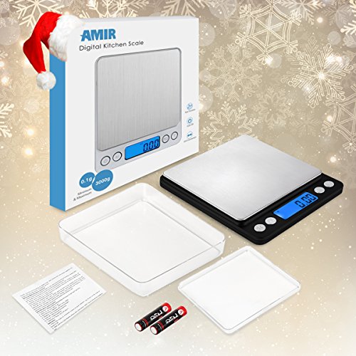 AMIR 500*0.01g Digitale Taschenwaage, Feinwaage mit beleuchteter LCD-Anzeige, PCS Funktion ( Schwarz) - 5
