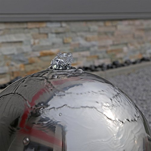 Edelstahl Springbrunnen ESB2 mit 3 aufwendig polierten Edelstahl Kugeln und LED Beleuchtung Zierbrunnen für den Garten - 4