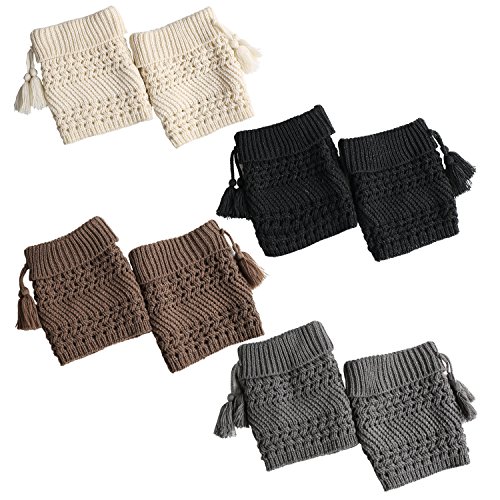 Preisvergleich Produktbild Blulu Damen Stulpen Wärmer Knie Stiefel Socken Topper Cuff, 4 Paar