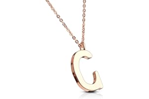 Bungsa Damen-Kette BUCHSTABEN A-Z in Silber oder Rosegold - Alphabet Halskette mit Anhänger - aus Edelstahl - Halschmuck für Damen, Kinder & Herren - A B C D E F G H I J K L M N O P R S T U V W Z