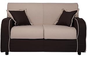 LIBEROSHOPPING.EU - LA TUA CASA IN UN CLIK Divano sfoderabile 2 posti in tessuto imbottito con braccioli larghezza 146 cm (Beige/Marrone)