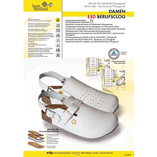 Best Medical+ Damen Tieffußbett Clogs ESD weiss gelocht - 6