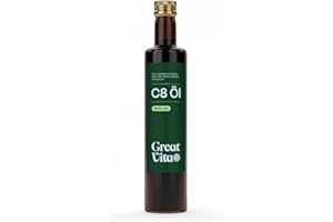 ‎MEA VITA GreatVita C8-Öl, auf Kokosöl Basis 500 ml | Caprylsäure Fettsäuren | MCT Oil geschmacksneutral - Premium Qualität - Glas kann Variieren