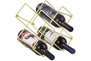 DESCONOCIDO Beihaoer - Estante de vino para encimera, soporte para 6 botellas de vino para almacenamiento de vino, estante de vino de metal independiente, estante de vino de mesa pequeño (dorado)
