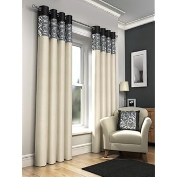 One Pair Of Faux Silk Fully Lined Eyelet Curtains 90 X 90 Approx