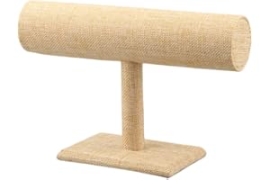 LABRIMP Wooden Watch Display Stand, T-Bar Bracelet Holder Faux Suede Jewelry Organizer Holder Removable Bangle Pendants Anklet Tower Rack for Home Use, Retail Display Selling Gainsboro