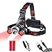 Produktbild Stirnlampe Rotlicht Cree LED (1xT6 Weiß + 2xR2 Rot) USB Aufladbar Kopflampe SuperHell 4000LM Wasserdicht 4 Lichtmodi Kopflampe mit 18650 Akku, Kfz-Ladegerät, USB Kabel besten für Angeln Jagd Fahrrad