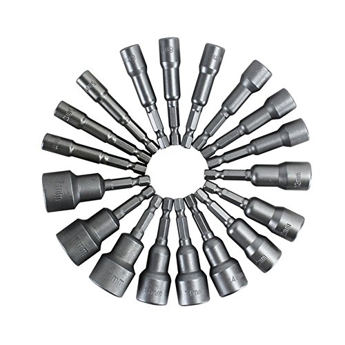 10 Stück Metric 1/4 "Shank Magnetic Steckschlüssel Set Sockeladapter Hex Bohrer (6/7/8/10/12/13/14/15/17 / 19mm)