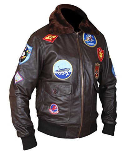 F&H Men's Top Gun Pete Maverick Tom Cruise Flight Bomber Jacket S Brown