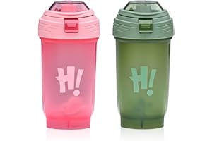Moerstar Lot de 2 bouteilles de shakers protéinés, 500 ml, pour l'entraînement, sans BPA, anti-fuite, bouteille d'eau, pour le sport, le fitness, rose et vert