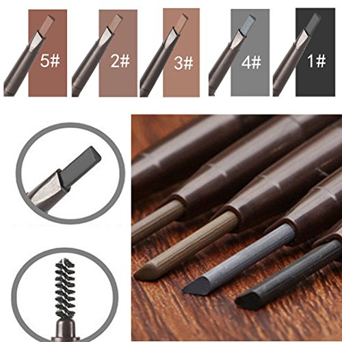 Trillycoler Automatisch Wasserdicht Gedrehte Make Up Stift Eyeline Augenbrauenstift + Pinsel (Schwarz 1#) - 2