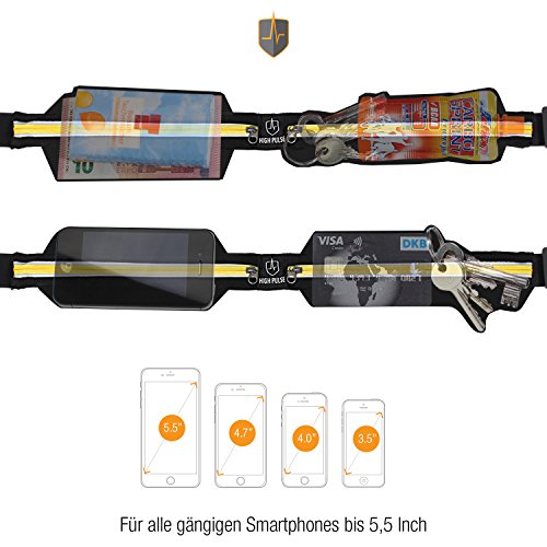 High Pulse Laufgürtel – Multifunktionale Bauchtasche zum Verstauen Ihrer Wertsachen beim Sport oder Reisen - 3
