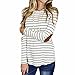 Produktbild Elecenty Damen Bluse Pulli Pullover Hemd Streifen Tops Streifen Rundhals Mode Hemden Frauen Blusen Lange Ärmel Kapuzenpullover Frauen mit Kapuze T shirt Blusentop Kapuzenpullis (S, Weiß)