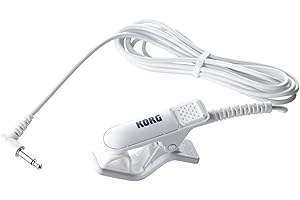 KORG - CM-400 WH Microfono a Contatto per Accordatore, con Clip per il Fissaggio sullo Strumento, Lunghezza del Cavo 1,5m, Connettore Mini Plug Mono da 3.5 mm, Colore Bianco