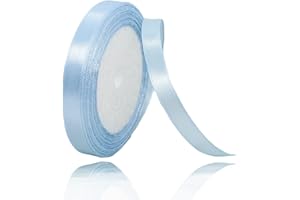 ALOHOVME Ruban Satin Bleu Clair 10mm, 23 mètres Rubans de Tissu Couture Ruban Cadeau pour Décoration de Mariage, Emballage cadeau, Bouquet de fleurs, Artisanat DIY, Décoration gâteau d'anniversaire et Noël