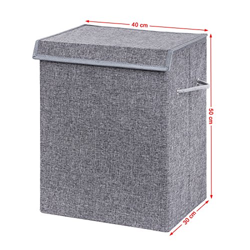 Songmics Wäschekorb Wäschesack Wäschesammler 60L mit Deckel leicht und faltbar 40 x 50 x 30 cm (B x H x T) Grau LCB109 - 3