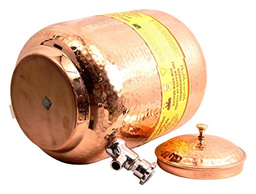 indischen Kunst Villa reines Kupfer 5 Ltr. Wasser Topf Speicher mit Wasserhahn Küche Home Garten Gesundheit