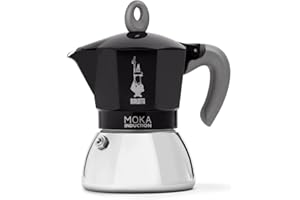 Bialetti - Moka a induzione, caffettiera moka, adatta a tutti i tipi di piani cottura, 4 tazze di caffè espresso (150 ml), nero