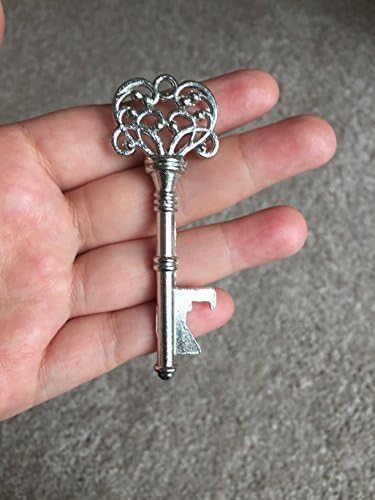 40PCS Skeleton Key Shaped Bottle Openers Silver Color Wedding Favors Shiny Decoration by DLWeddingg