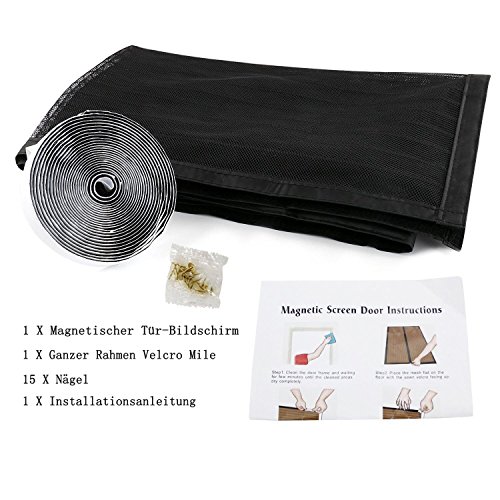 BALFER Magnet Fliegengitter Tür Insektenschutz Vorhang 90x210cm Magnet Fliegenvorhang, Klebmontage ohne Bohren, Vorhang für Balkontür Wohnzimmer Schiebetür Terrassentür - 7