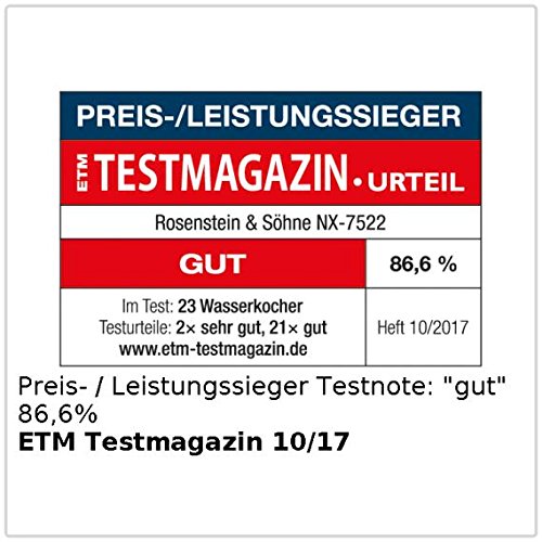 Rosenstein & Söhne Edelstahl-Wasserkocher mit Temperatur-Wahl, 1,8 Liter, 1.800 Watt - 6