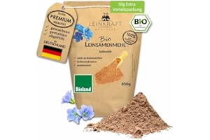 ‎LEINKRAFT BODENSEE 850g BIO Leinsamenmehl Vorteilspack aus 100% deutscher, brauner Leinsaat | Leinmehl frisch gemahlen. Vegan. Low Carb & Keto geeignet. Protein- & Ballaststoffreich. Regional und Nachhaltig verpackt