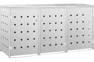 vidaXL Mülltonnenbox für 3 Tonnen Müllbox Mülltonnenverkleidung Mülltonne Mülltonnenbox Müllcontainer Gerätebox 240L Edelstahl Silbern