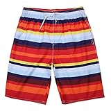 ZIYOU Badehose für Männer Herren Trocknen Schnell Strand Surfen Laufen Schwimmen Wassershorts Gestreifte (Rot,Medium)