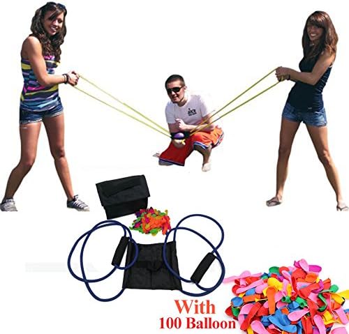 TYFOCUS NEW Water Balloon Launcher Slingshot Outdoor 3 Persons Toys Water Gun Beach Water Fight Snowball Fight Random Color with 110Pcs Water Balloon