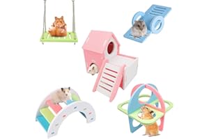 CYQACLSF 5 Pièces Jouet pour Hamster, Jouets Mignons pour Hamster, Jouet D'escalade pour Hamster, Balançoire Hamsterpour Petit Animal, Jouet D’activité pour Le Petit Animal de se Débarrasser de l’Ennui